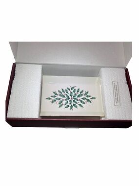 Vintage Lenox Holiday Pierced Tidbit Tray in its original red box measures 12”